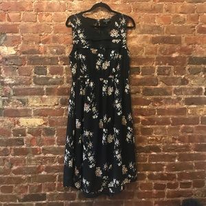 Lucky Brand black floral midi dress